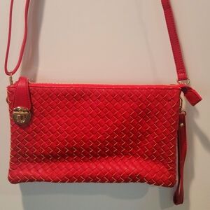 Red Beautiful Clutch Bag 👝 black white inside trim